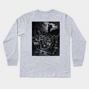 The Vision of the Valley of the Dry Bones - Gustave Doré, La Grande Bible de Tours, Aesthetic, Gothic, Metal Kids Long Sleeve T-Shirt